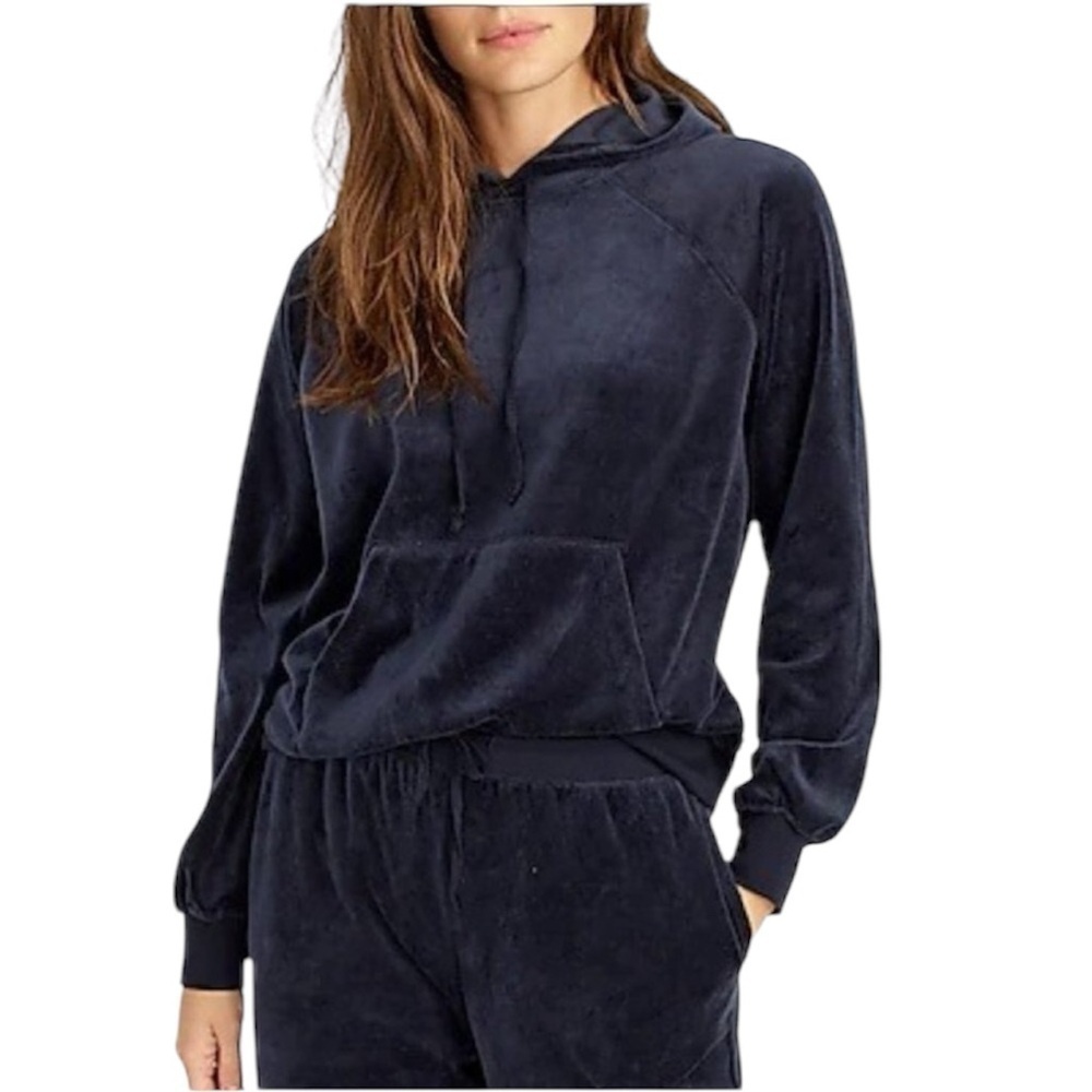 J. Crew | Women’s Blue Velvet Hoodie Size Small NWT